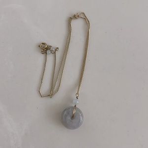 Purple Jade Donut Necklace 18”